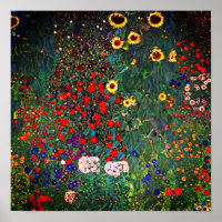 Gustav Klimt Farm Garden con girasoles