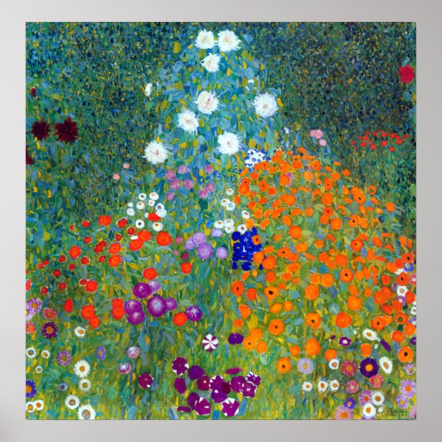 Póster Gustav Klimt Flower Garden (Frente)