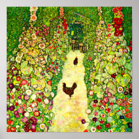 Gustav Klimt Garden con pollos