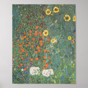 Póster Gustav Klimt Garden Con Sunflowers Original