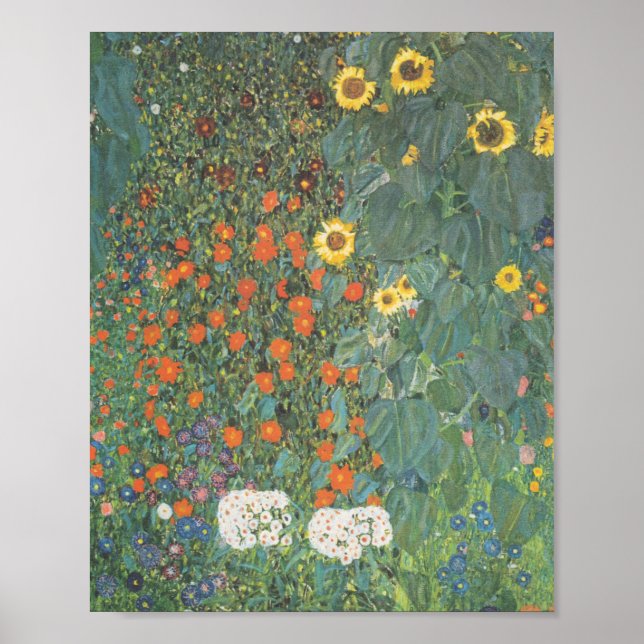 Póster Gustav Klimt Garden Con Sunflowers Original (Frente)