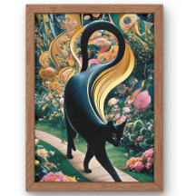 Gustav Klimt Gato Negro en un Jardín de Flores, Ar