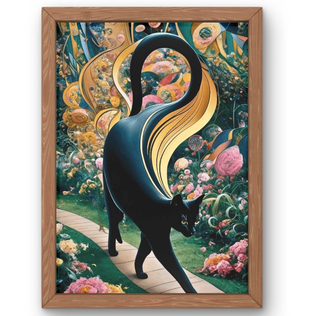 Póster Gustav Klimt Gato negro en un jardín de flores, ar (Subido por el creador)