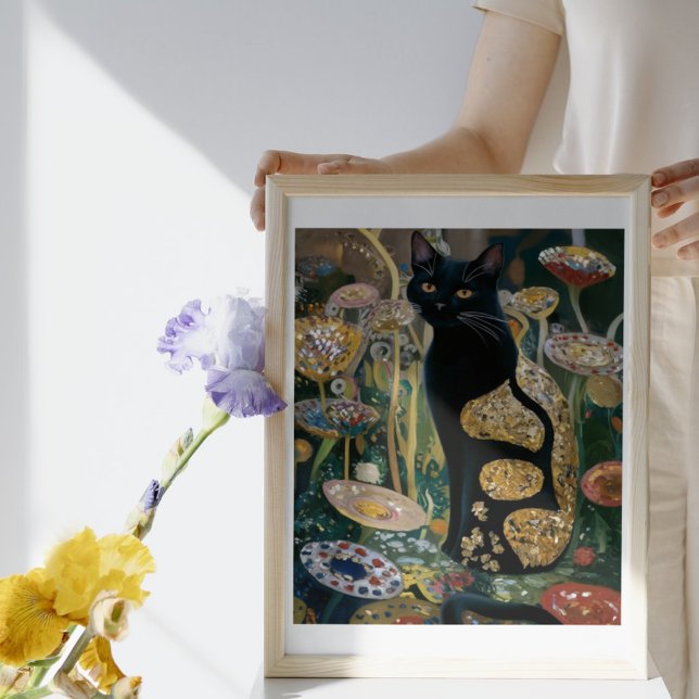 Póster Gustav Klimt Gato negro en un jardín de flores, ar (Subido por el creador)