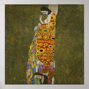 Póster Gustav Klimt Hope 2 Oil, Gold & Platinum en lienzo