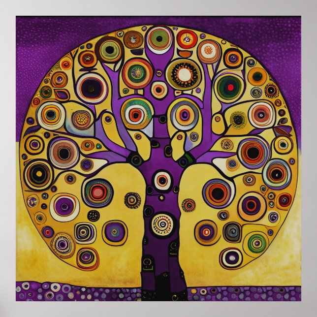 Póster Gustav Klimt inspiró al Poster del árbol de la vid (Frente)