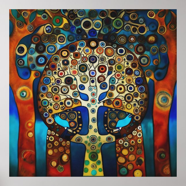 Póster Gustav Klimt inspiró al Poster del árbol de la vid (Frente)