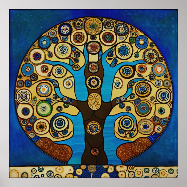 Póster Gustav Klimt inspiró al Poster del árbol de la vid (Frente)