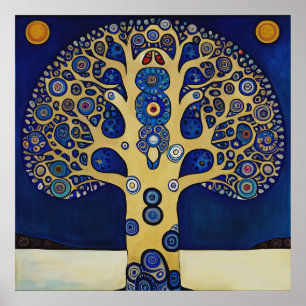 Póster Gustav Klimt inspiró al Poster del árbol de la vid