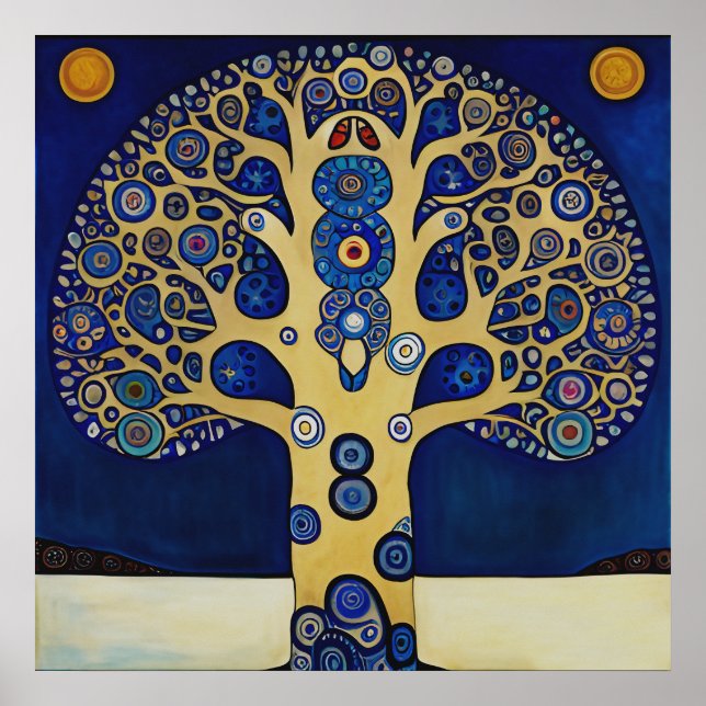 Póster Gustav Klimt inspiró al Poster del árbol de la vid (Frente)