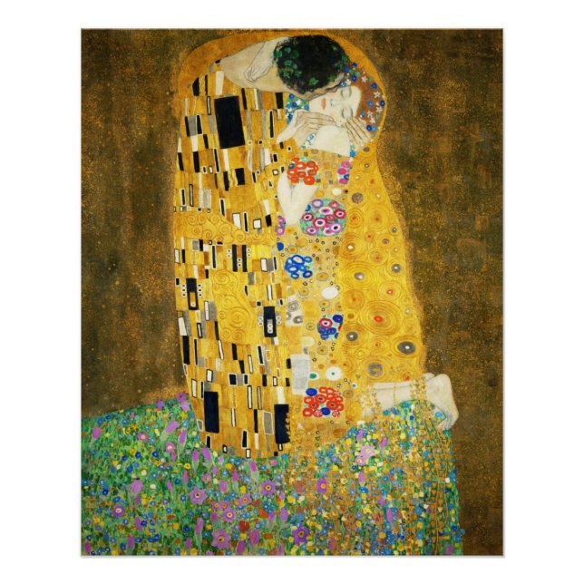 Póster Gustav Klimt La Pintura Art Nouveau del Kiss (Anverso)