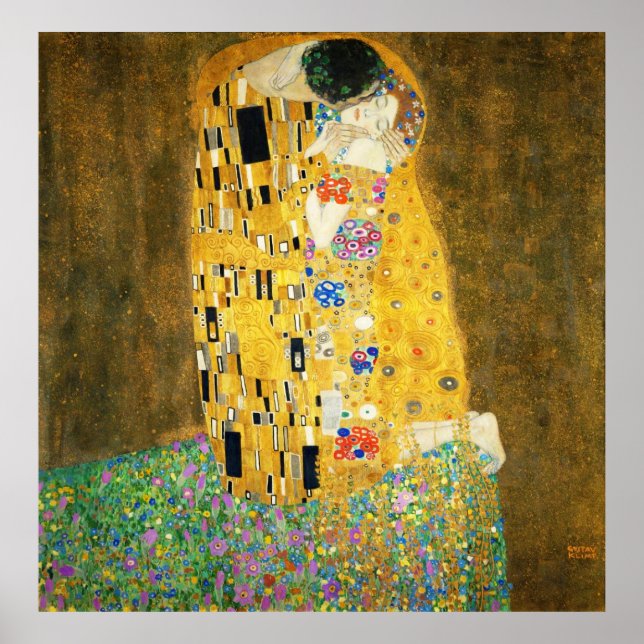 Póster Gustav Klimt La Pintura Art Nouveau del Kiss (Frente)
