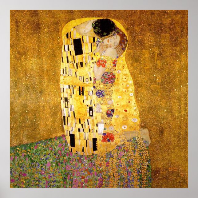 Póster Gustav Klimt La Pintura Clásica Del Beso (Frente)