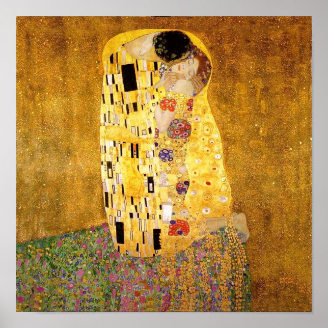 Póster Gustav Klimt La Pintura Clásica Del Beso (Frente)