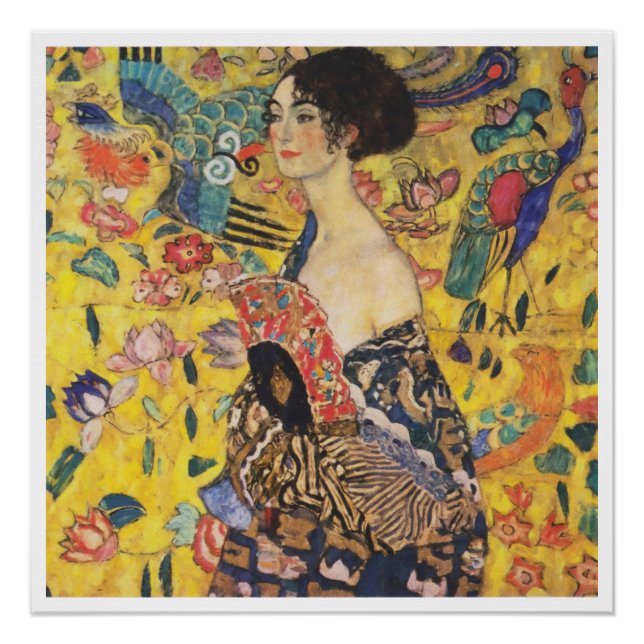 Póster Gustav Klimt Lady Con Pintura De Estilo Art Nouvea (Anverso)