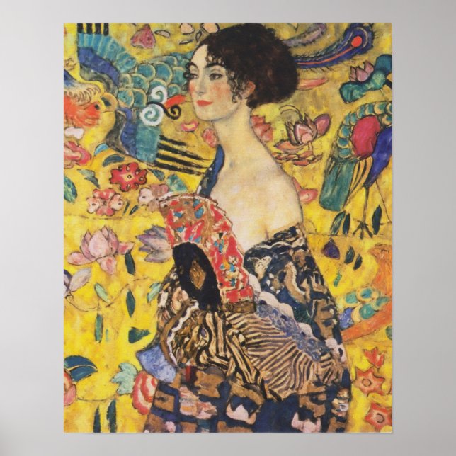 Póster Gustav Klimt Lady Con Pintura De Estilo Art Nouvea (Frente)