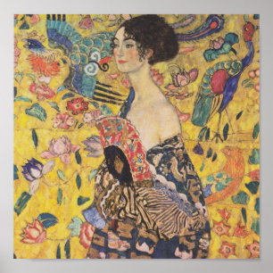 Póster Gustav Klimt Lady Con Poster De Ventiladores