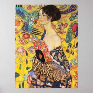 Póster Gustav Klimt Lady Con Ventilador