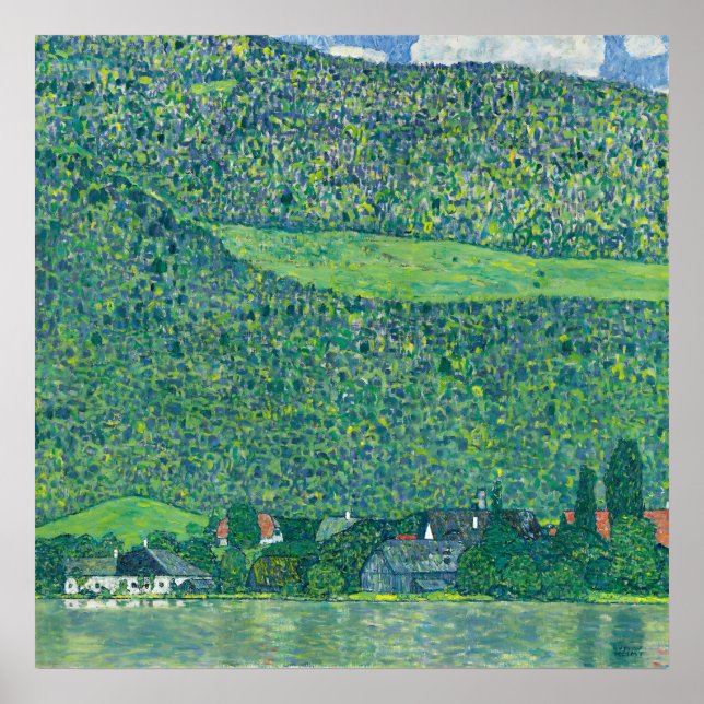 Póster Gustav Klimt - Litzenberg en el lago Attersee (Frente)