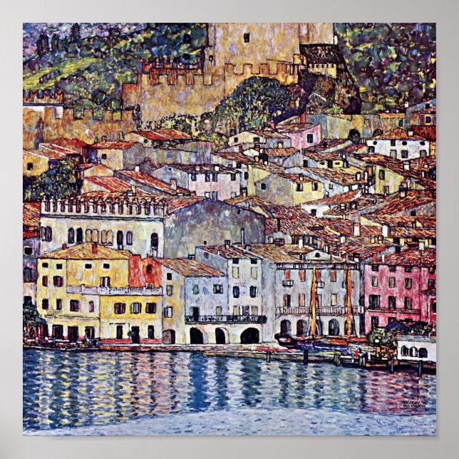 Póster Gustav Klimt - Malcesine en el lago Garda Italia (Frente)