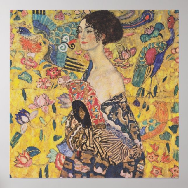 Póster Gustav Klimt - Mujer con hincha (Frente)