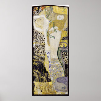 Póster Gustav Klimt - novias con serpientes de agua