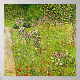 Póster Gustav Klimt Orchard con Rosas