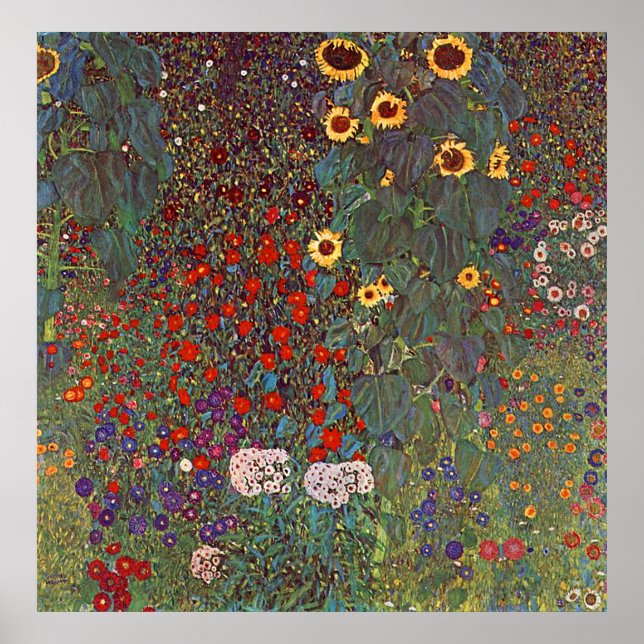 Póster Gustav Klimt Poster ~ El Jardín de las Flores (Frente)