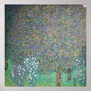 Póster Gustav Klimt - Rosebushes bajo los árboles