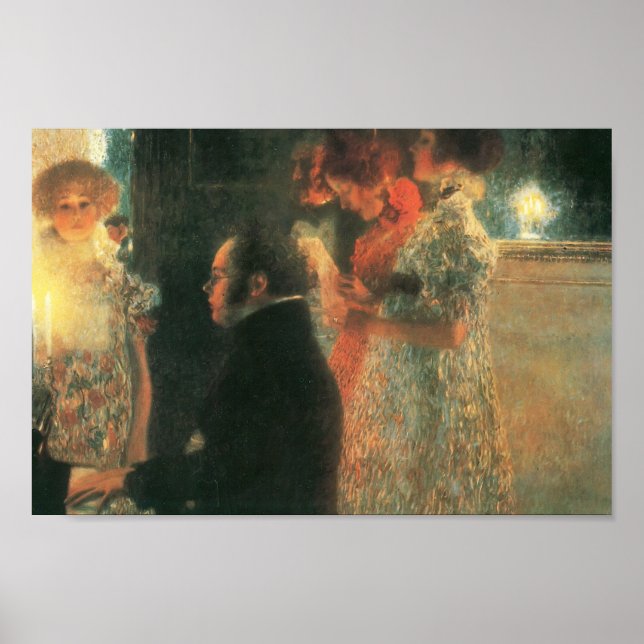 Póster Gustav Klimt- Schubert at the Piano II (Frente)
