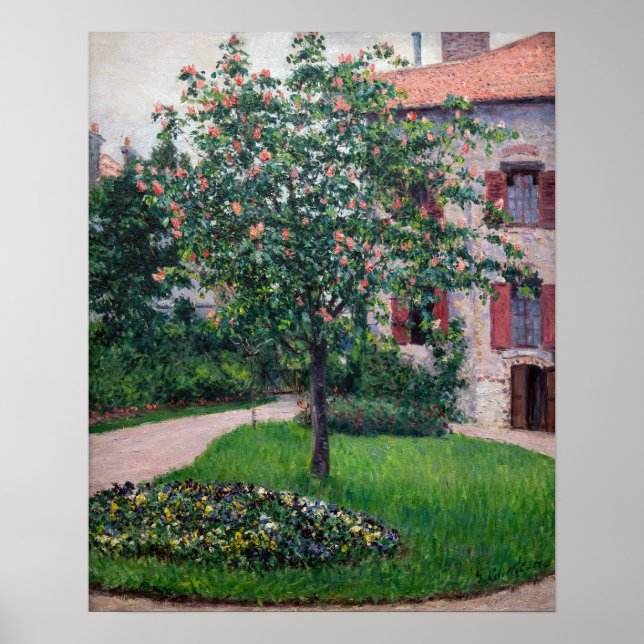 Póster Gustave Caillebotte - Árboles en flor (Frente)