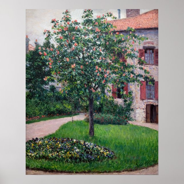 Póster Gustave Caillebotte - Árboles en Flor (Frente)