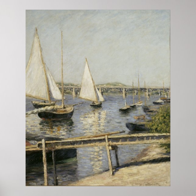 Póster Gustave Caillebotte - Barcos de vela en Argenteuil (Frente)