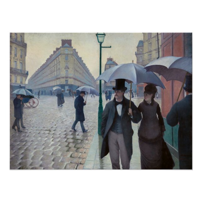 Póster Gustave Caillebotte - Calle de París; Día de lluvi (Anverso)