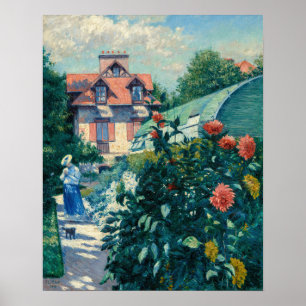 Póster Gustave Caillebotte - Dalias, Jardín
