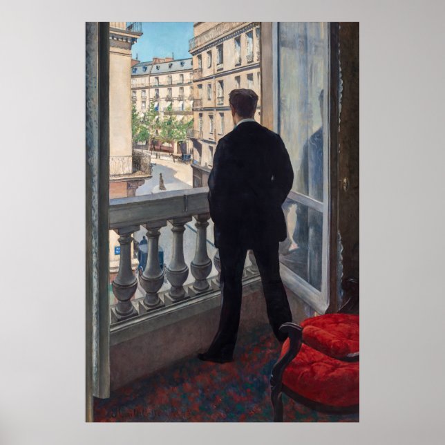 Póster Gustave Caillebotte - Hombre en la ventana (Frente)
