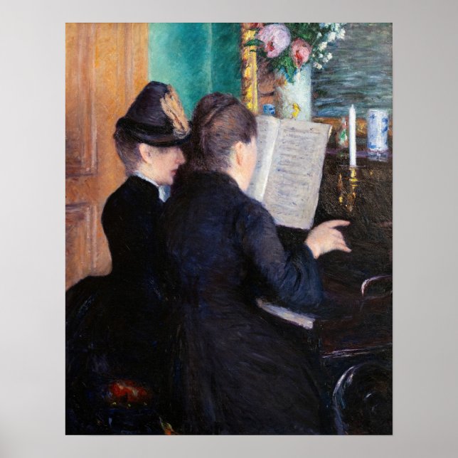 Póster Gustave Caillebotte - La lección del piano (Frente)