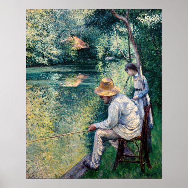 Póster Gustave Caillebotte - Pesca con caña (Frente)