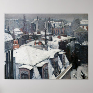 Póster Gustave Caillebotte - Techos en la nieve