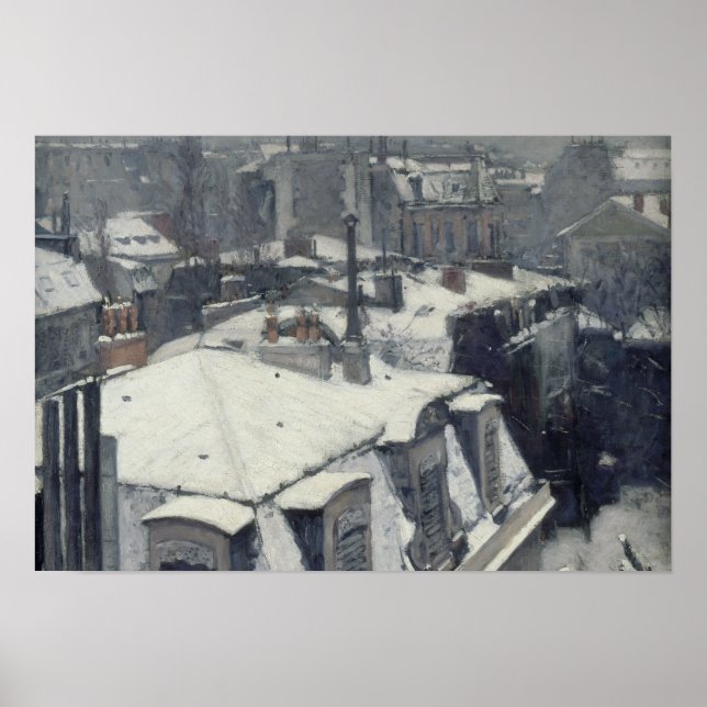 Póster Gustave Caillebotte - Techos en la nieve (Frente)