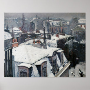 Póster Gustave Caillebotte - Tejados bajo la nieve