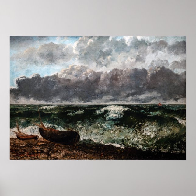 Póster Gustave Courbet - El mar de la tormenta / La ola (Frente)
