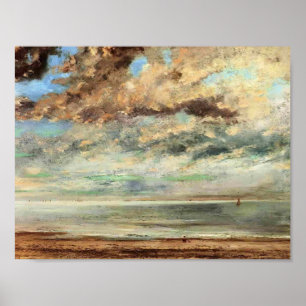 Póster Gustave Courbet - La playa, el atardecer