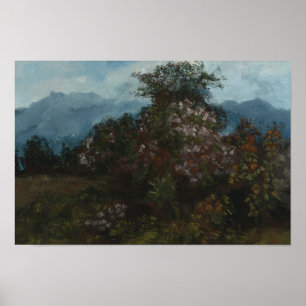 Póster Gustave Courbet - Paisaje con flores Massiv