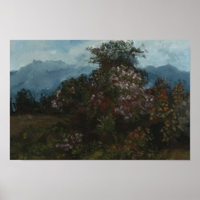 Póster Gustave Courbet - Paisaje con flores Massiv (Frente)