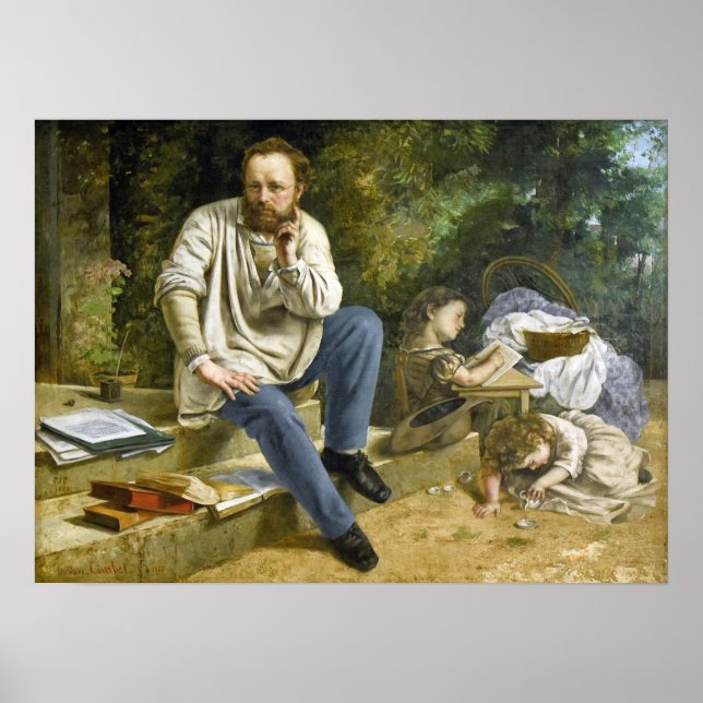 Póster Gustave Courbet - Pierre Proudhon & Children (Frente)