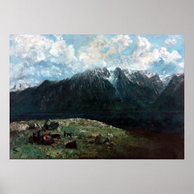 Póster Gustave Courbet Vista panorámica de los Alpes (Frente)