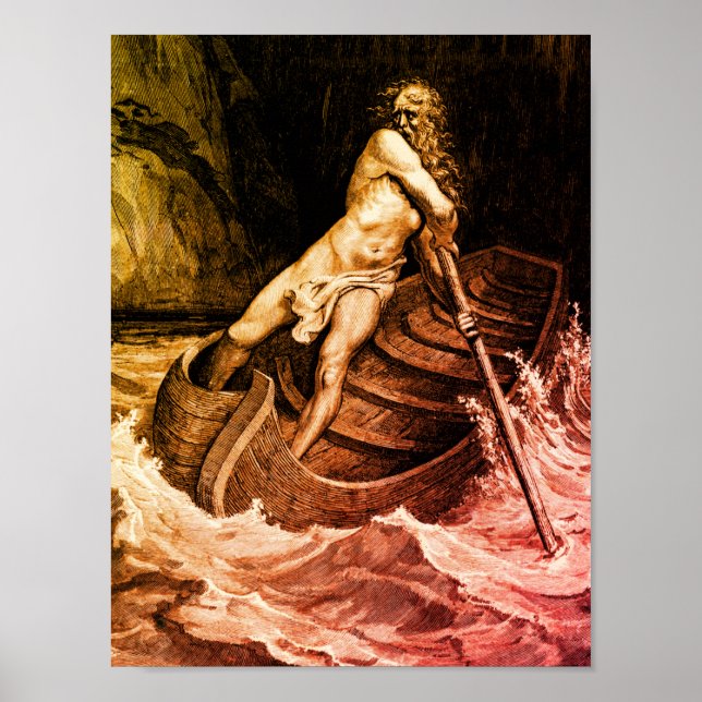 Póster Gustave Doré - Caron Rowing/Dante's Inferno (Frente)