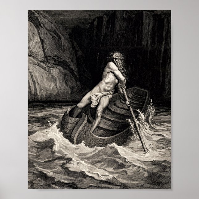 Póster Gustave Doré - Caron Rowing/Dante's Inferno (Frente)