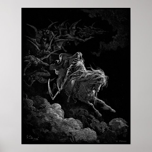 Póster Gustave Dore Death on Pale Horse (Frente)